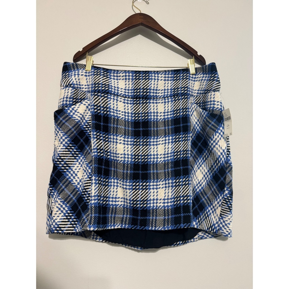 NWT Maeve by Anthropologie Blue Plaid Mini Skirt Plus Size 16W New